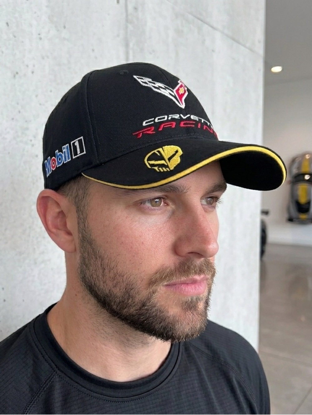 Corvette Racing C8.R Hat Cap Black Mobil 1 Michelin SiriusXM Jake Skull GM